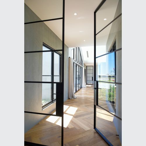 Steel Frame Glass Hinge Doors - Galvanised W40