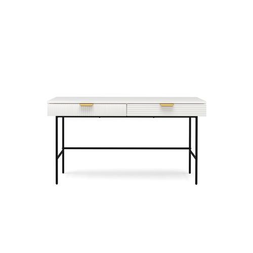 Kina Ripple Slatted Desk | 140cm | White & Black