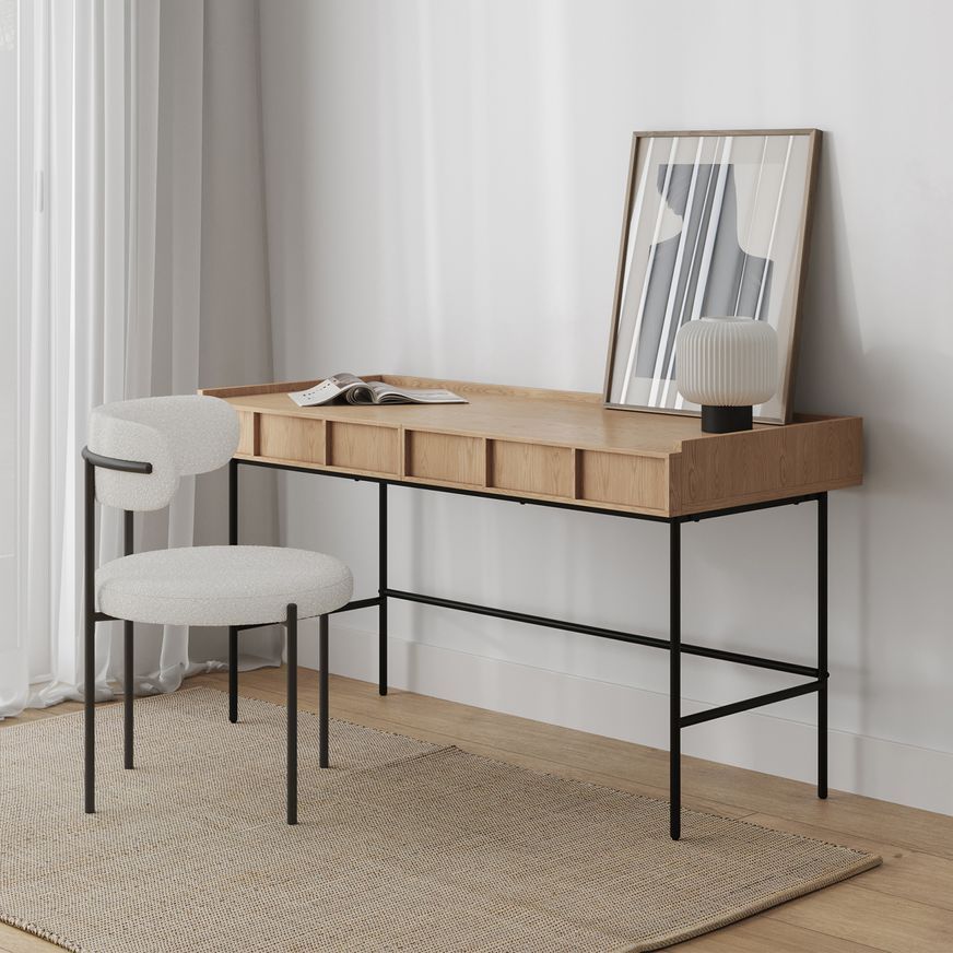 Linea 2 Drawer 140cm Desk Natural Oak | L3 Home