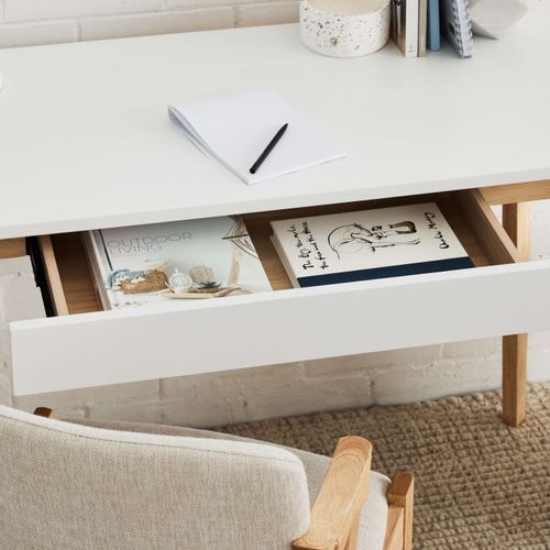 Byron Office Desk | 1 Drawer | Natural Hardwood