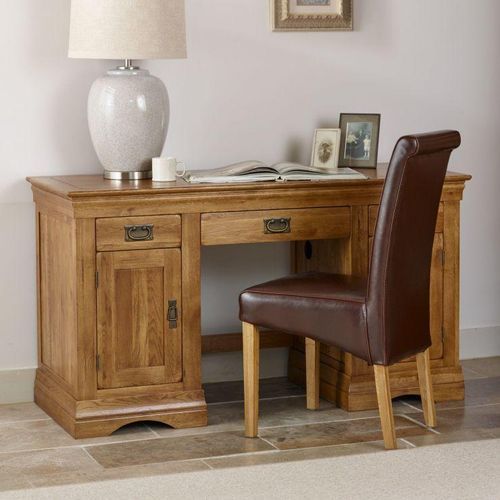French Rustic Solid Oak Computer Desk
