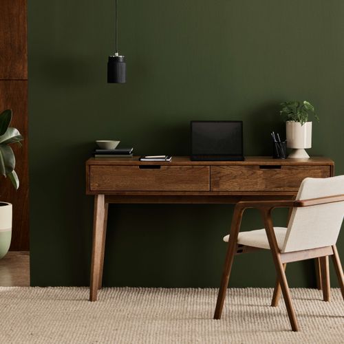 Paris Hardwood Office Desk | 2 Drawer | Walnut