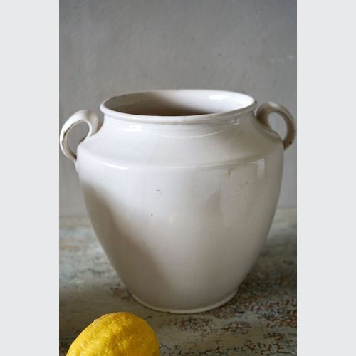 French Antique White Confit Pots