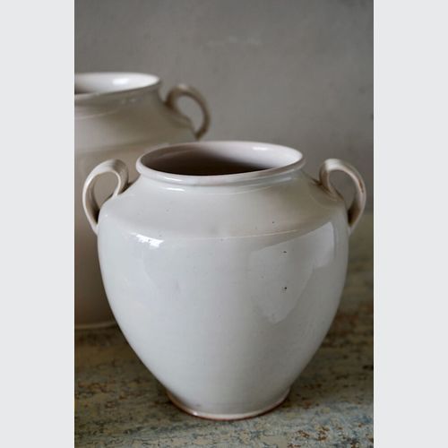 French Antique White Confit Pots