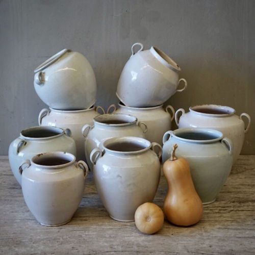 French Antique White Confit Pots