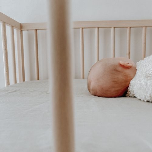 100% French Flax Linen fitted Cot Sheet- Sage
