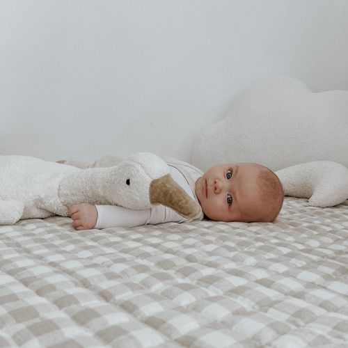 100% French Flax Linen Playmat- Natural Gingham