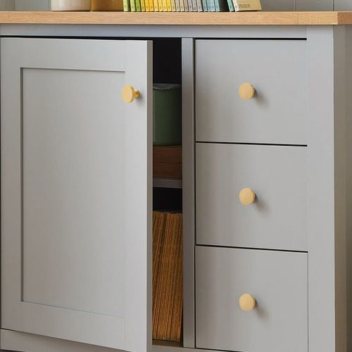 Kitchen button round knobs solid brass