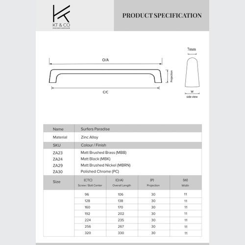 Kitchen handles Surfers Paradise Matt black /Brushed brass/Brushed nickel