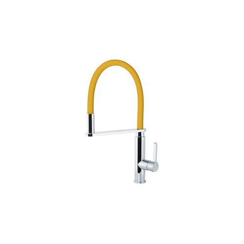 Flex Gooseneck Extractable Kitchen Mixer Yellow Spout