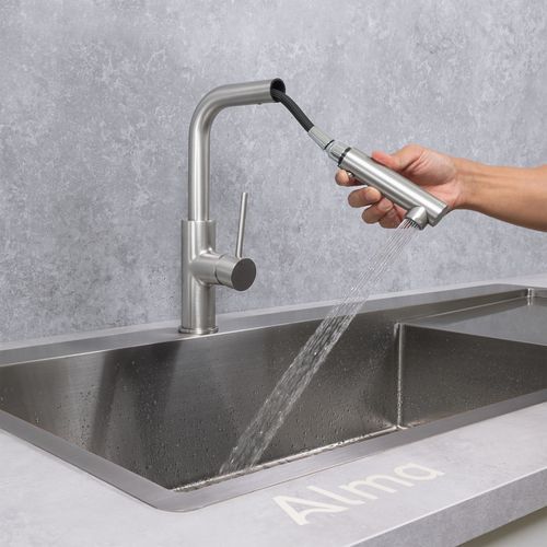 Nisa Square Pull Out Mixer Brushed Nickel