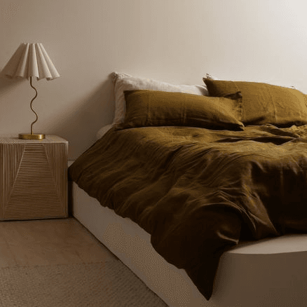 100% French Flax Linen Duvet Cover Set  | Khaki