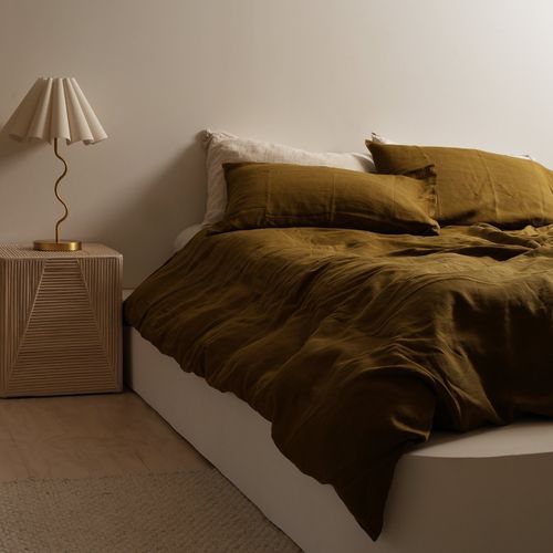 100% French Flax Linen Duvet Cover Set  | Khaki