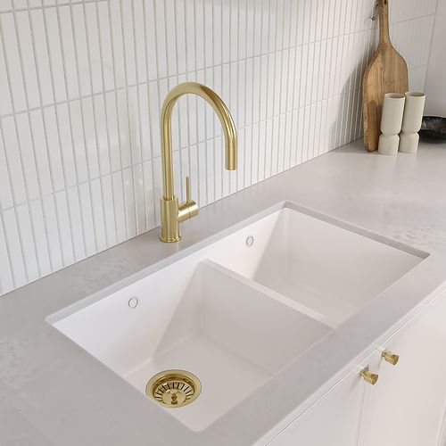 Vienna Double Sink 760mm | White Granite (Overflow)