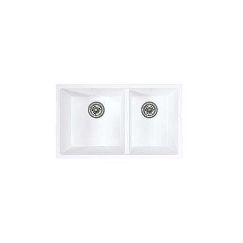 Vienna Double Sink 760mm | White Granite (Overflow)