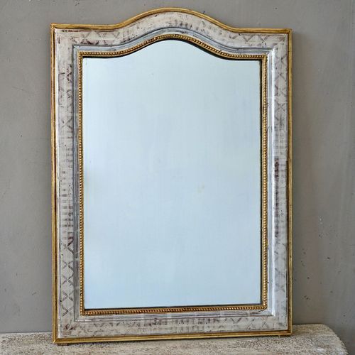 Antique French Louis Philippe Silvered & Gilded Mirror