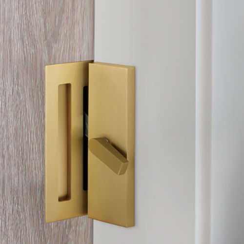 Emtek Rectangular Barn Door Privacy Lock with Strike
