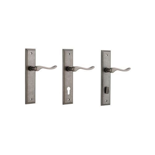 Iver Stirling Door Lever on Stepped Backplate Distressed Nickel
