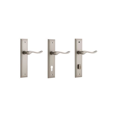 Iver Stirling Door Lever on Stepped Backplate Satin Nickel