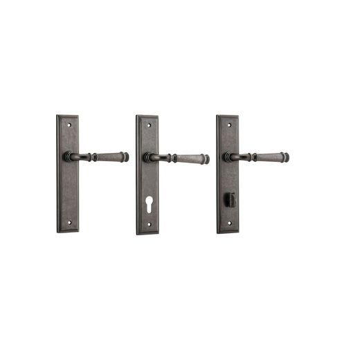 Iver Verona Door Lever on Stepped Backplate Distressed Nickel