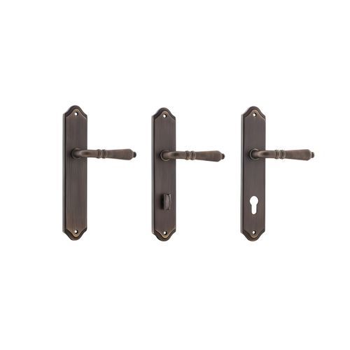 Iver Sarlat Lever Door Handle on Shouldered Backplate Signature Brass