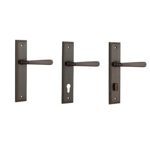 Iver Copenhagen Door Lever on Stepped Backplate Signature Brass