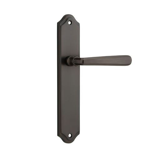 Iver Copenhagen Door Lever on Shouldered Backplate Signature Brass