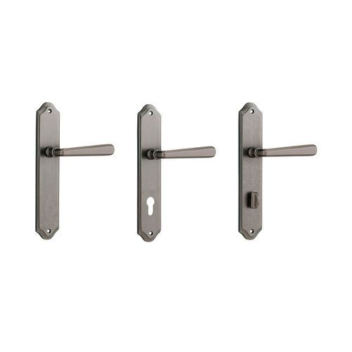 Iver Copenhagen Door Lever on Shouldered Backplate Distressed Nickel