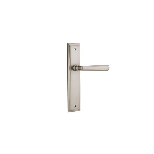 Iver Copenhagen Door Lever on Stepped Backplate Satin Nickel