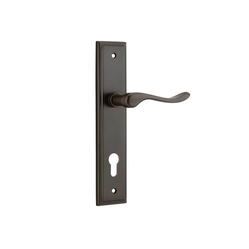 Iver Stirling Door Lever on Stepped Backplate Signature Brass
