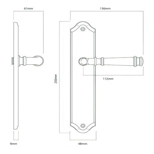Iver Verona Door Lever on Shouldered Backplate Distressed Nickel