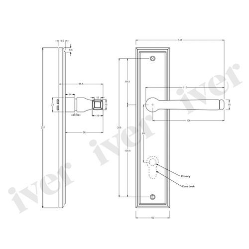 Iver Annecy Door Lever on Stepped Backplate Euro Brushed Chrome 12244E85 - Customise to your need