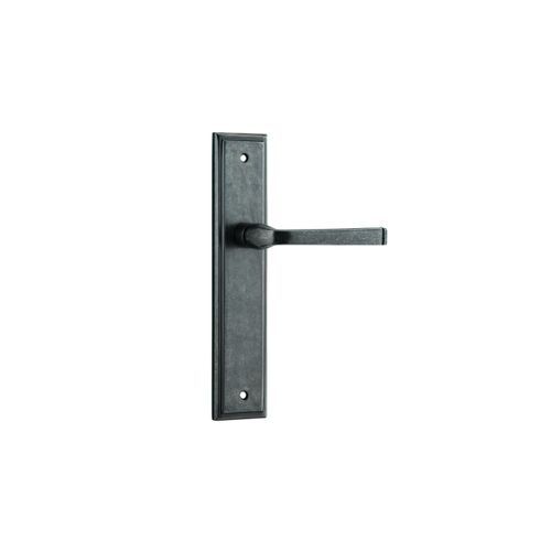 Iver Annecy Door Lever on Stepped Backplate Distressed Nickel