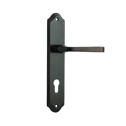 Iver Annecy Door Lever on Shouldered Backplate Signature Brass