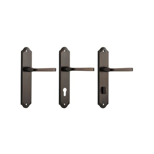 Iver Annecy Door Lever on Shouldered Backplate Signature Brass
