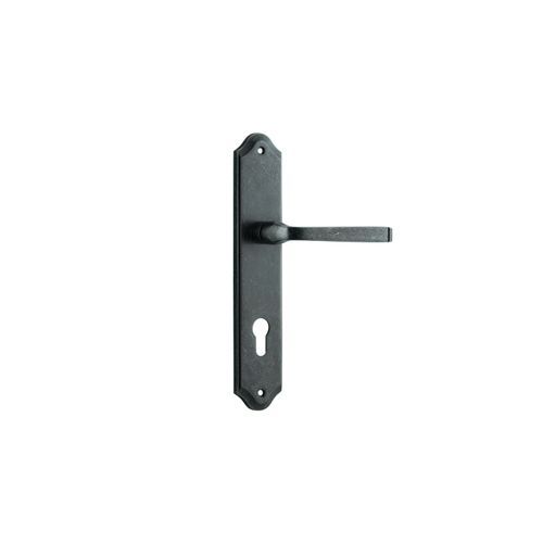 Iver Annecy Door Lever on Shouldered Backplate Distressed Nickel