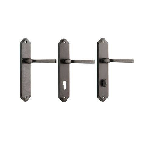 Iver Annecy Door Lever on Shouldered Backplate Distressed Nickel