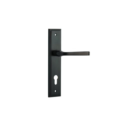 Iver Annecy Door Lever on Stepped Backplate Signature Brass