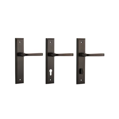 Iver Annecy Door Lever on Stepped Backplate Signature Brass