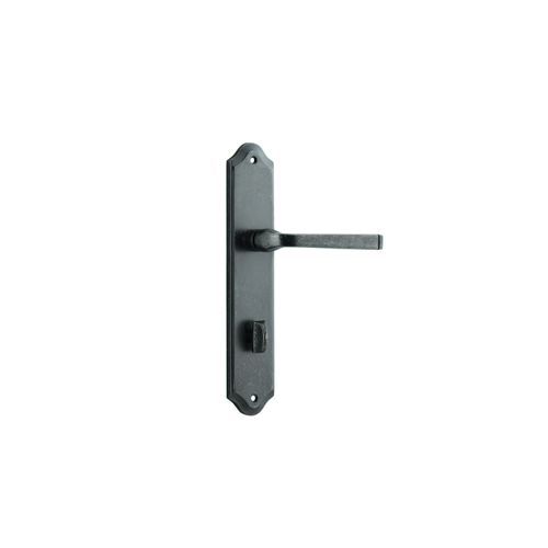Door Lever on Shouldered Backplate Distressed Nickel