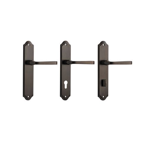 Door Lever on Shouldered Backplate Signature Brass