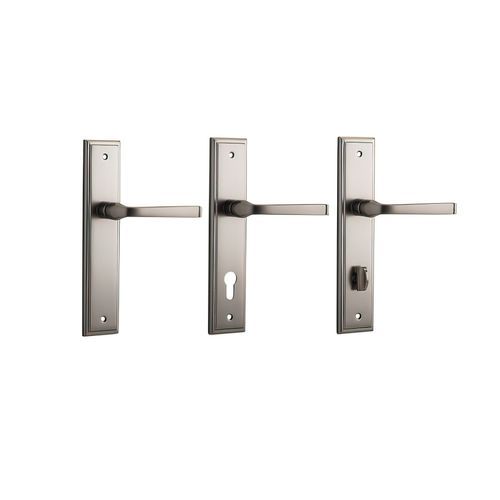 Iver Annecy Door Lever on Stepped Backplate Satin Nickel - Customise to your needs