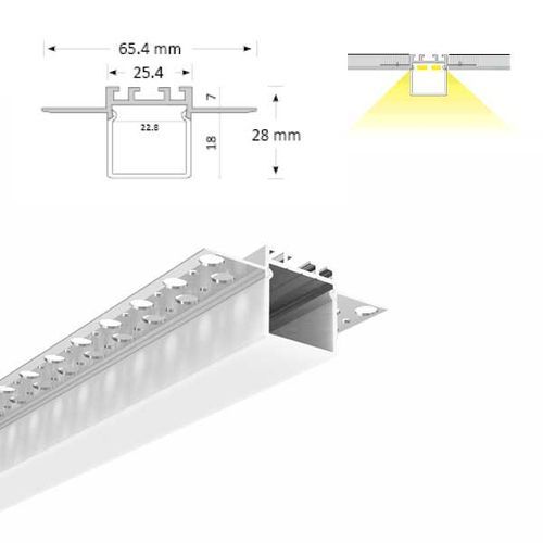 Plaster in Linear LED Profile with Square Diffuser