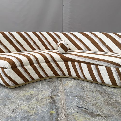 Striped Semi-Circular Mid Century Sofa