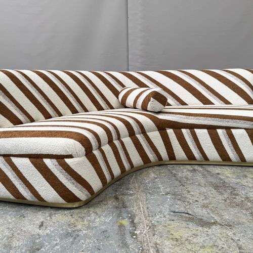 Striped Semi-Circular Mid Century Sofa