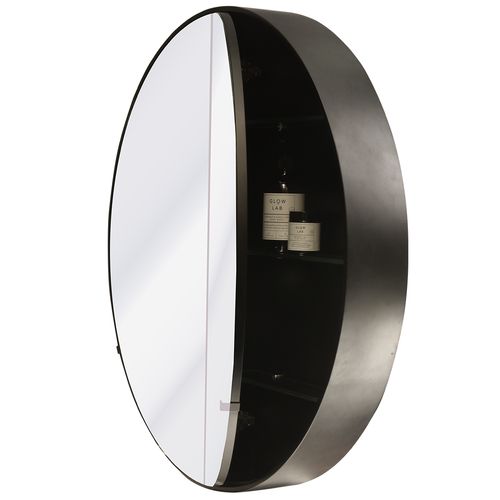 Kzoao 900mm Round Black Mirror Cabinet