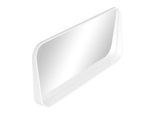1100mm Rectangle Matte White Mirror With Shelf