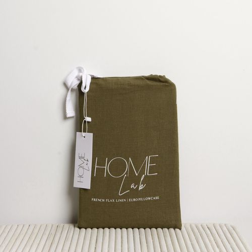 100% French Flax Linen Euro Pillowcase- Khaki