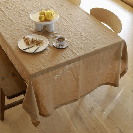 100% French Flax linen Table Cloth- Ginger