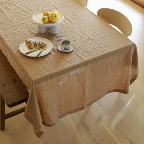 100% French Flax linen Table Cloth- Ginger